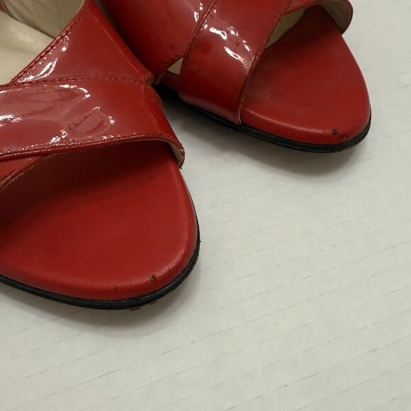 Taryn Rose Red Patent Leather Slingback Wedges Size 40 US 10 Comfort - Picture 2 of 10